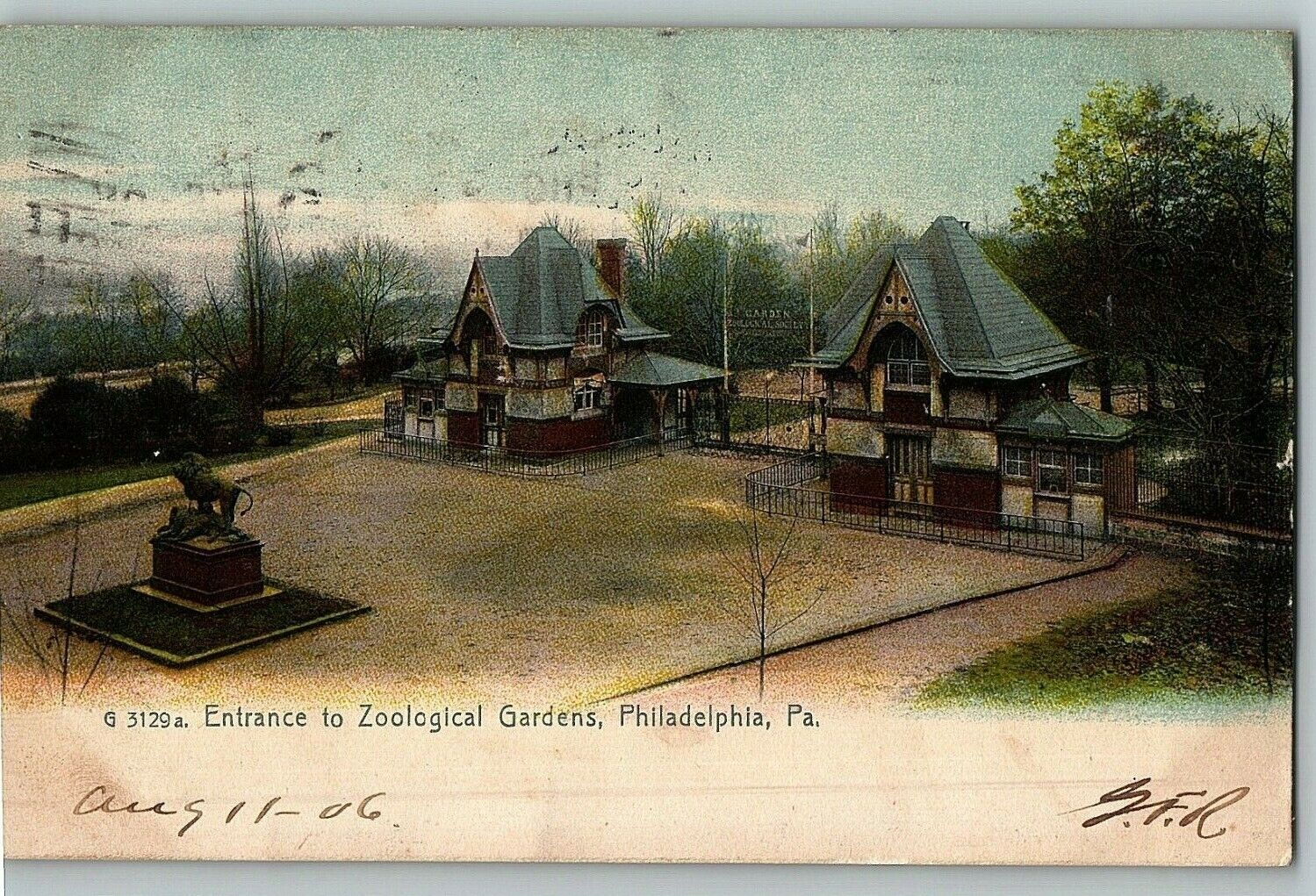 c1906 Philadelphia Zoological Postcard Gardens Pa Pennsylvania Entrance 