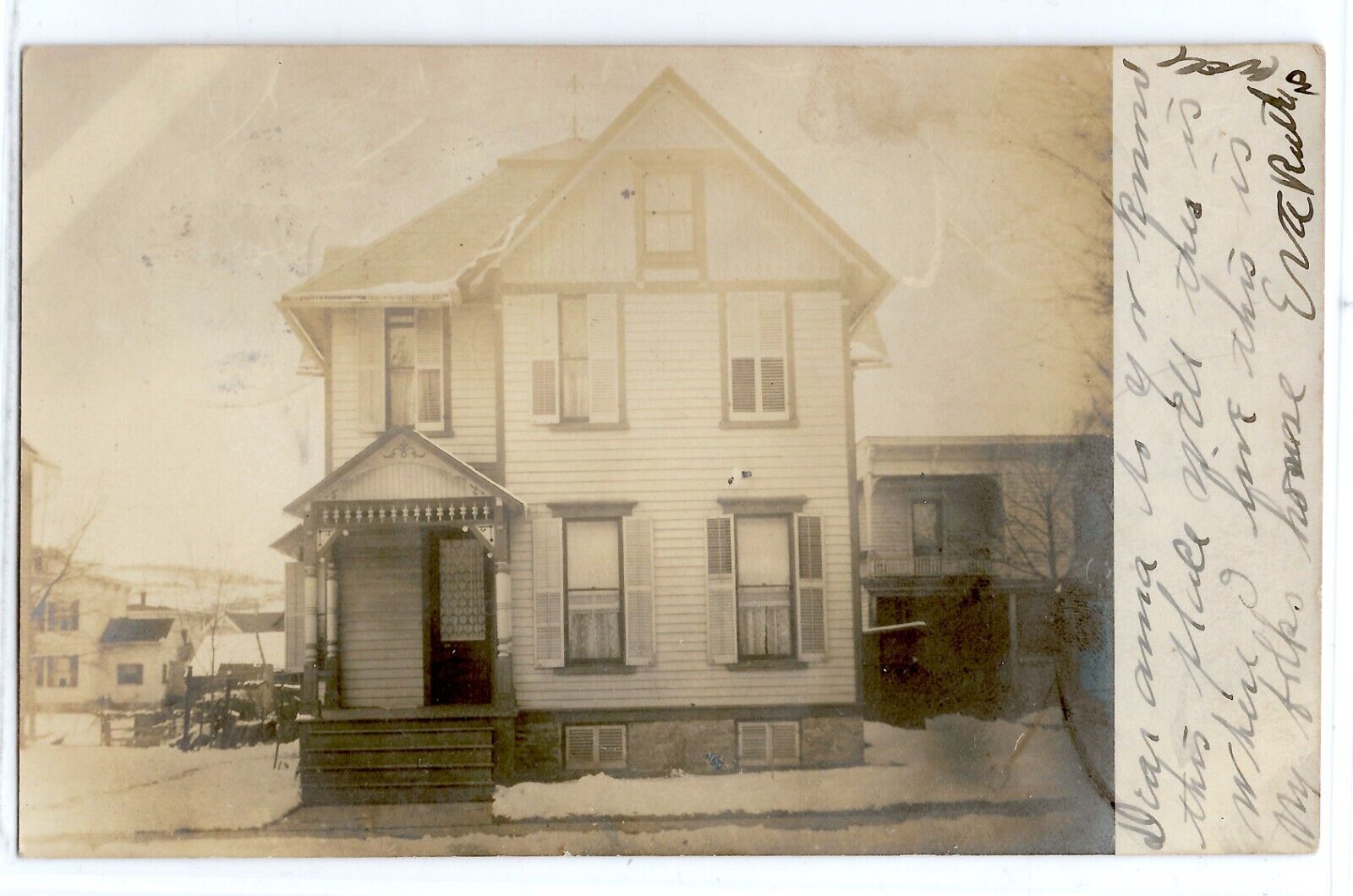 1906 two-story house, Oneonta, New York; photo postcard RPPC