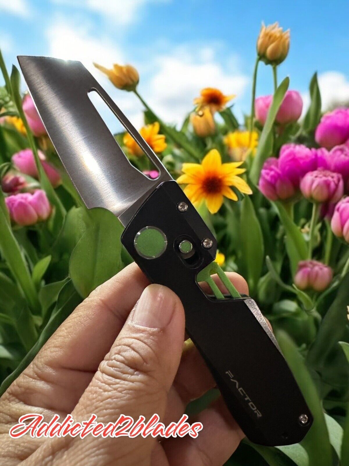 WinterBlade Co Factor B2 Satin Green M390 Black Titanium Carbon Fiber Knife