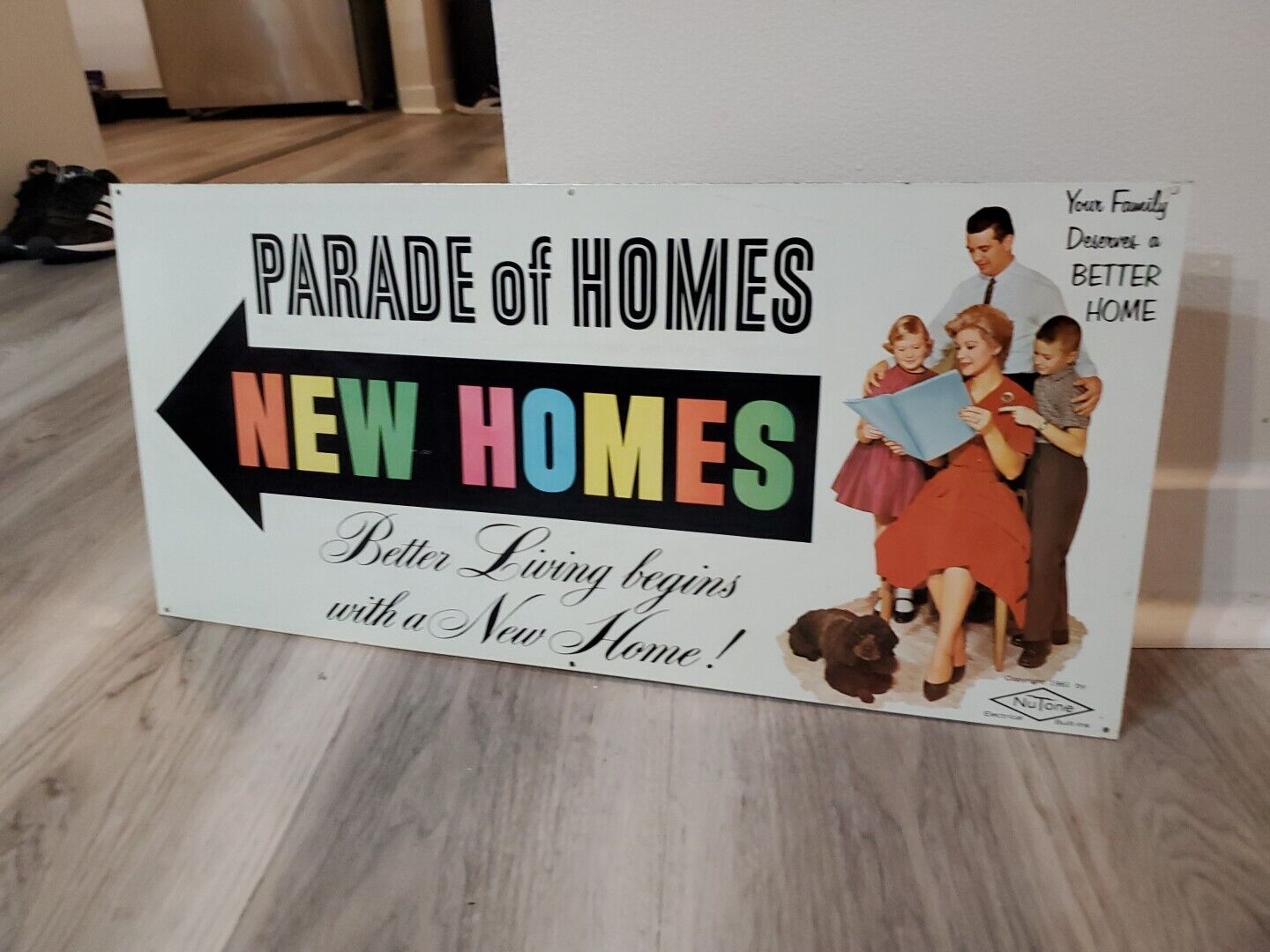 c.1961 Original Vintage Parade Of Homes Sign Metal NOS MINT Nutone Electrical 