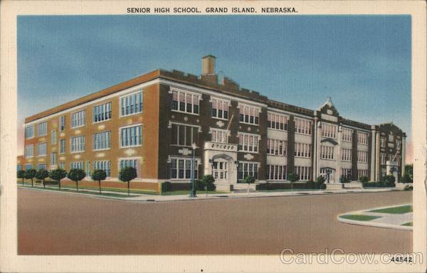 1938 Grand Island,NE Senior High School Hall County Nebraska Linen Postcard
