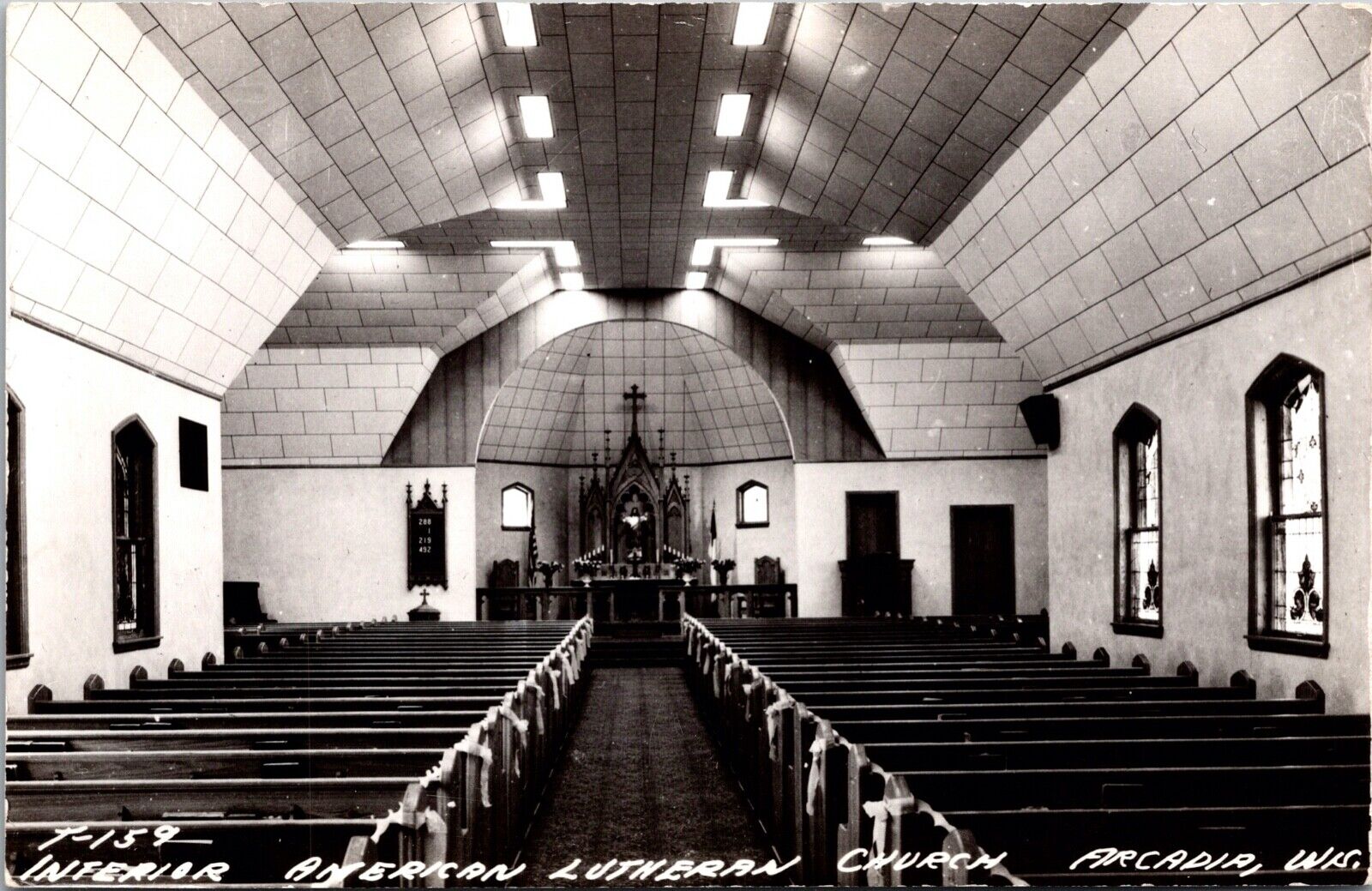 Real Photo Postcard Interior American Lutheran Church Arcadia, Wisconsin~131242
