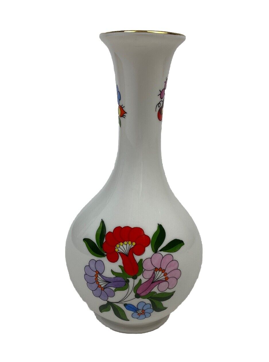 Vintage Kalocsa Hand-Painted Hungarian Porcelain Vase