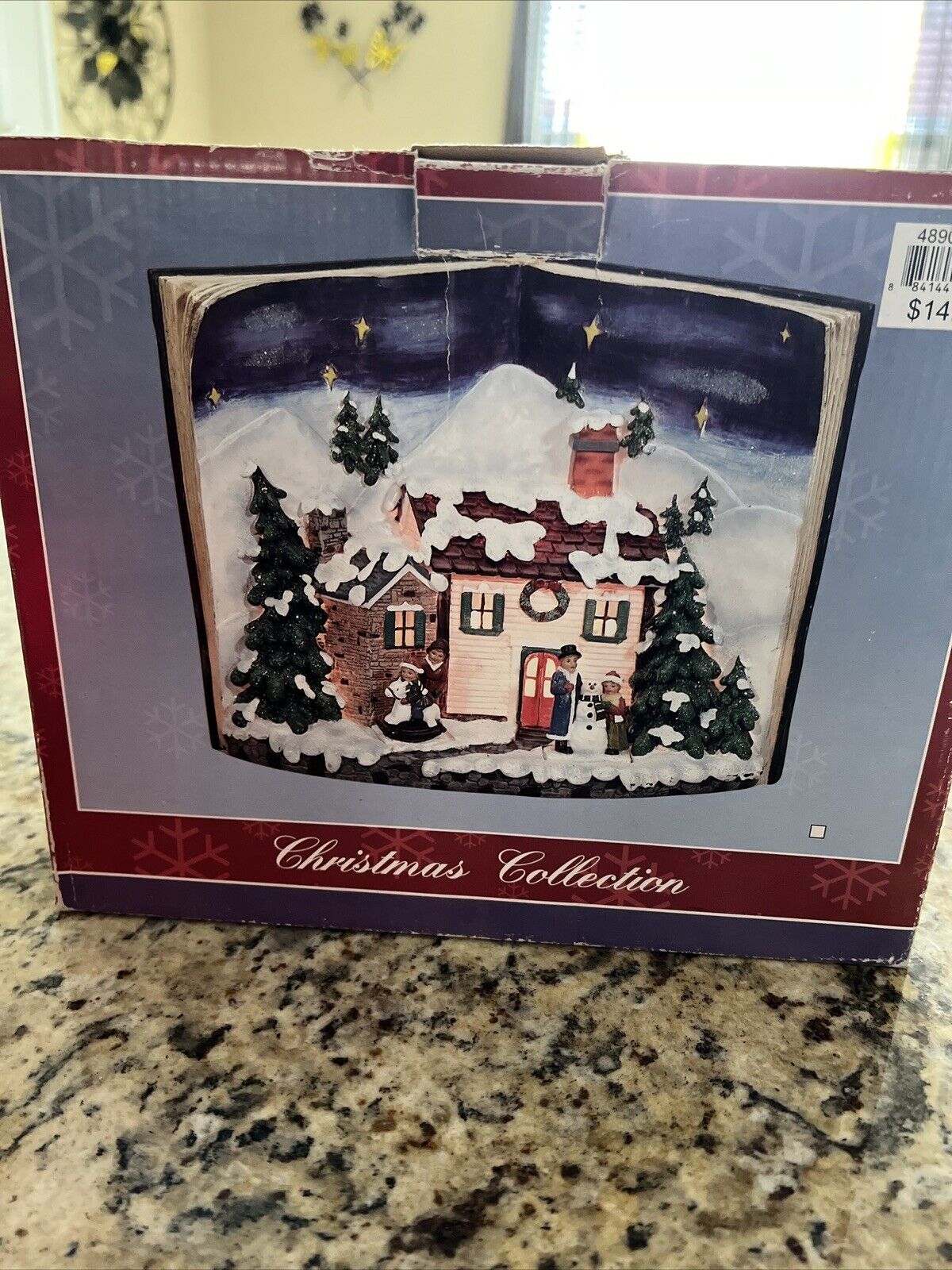 Christmas Collection Lighted House inside Merry Christmas Book 10” X 8”
