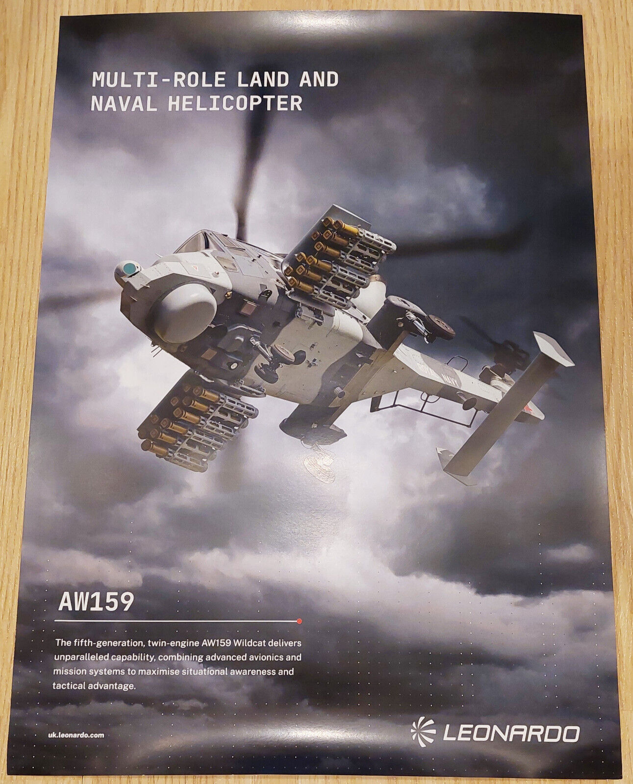 Leonardo Agusta Westland AW159 Wildcat Helicopter Promotional Info Poster A3