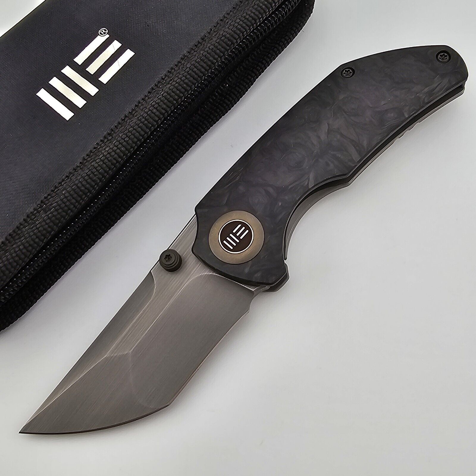 WE Knife Thug Folding Knife Titanium & Marble Carbon Fiber Handles 20CV 2103C