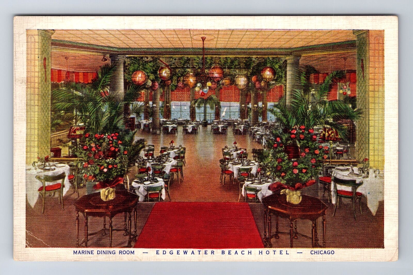Chicago IL-Illinois, Edgewater Beach Hotel, Marine Dining Room Vintage Postcard