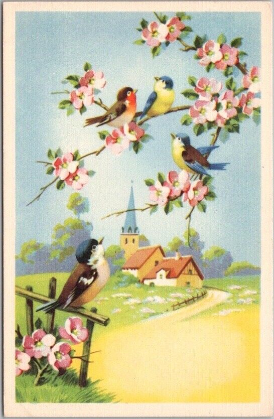 Vintage French Artist-Signed Bird Postcard UNIVERS Series No. 109 / Unused