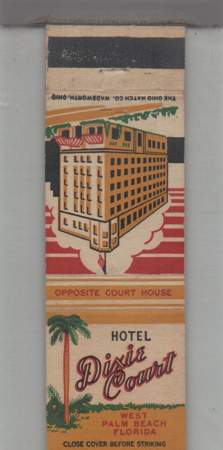 Matchbook Cover - Florida Hotel Dixie Court West Palm Beach, FL