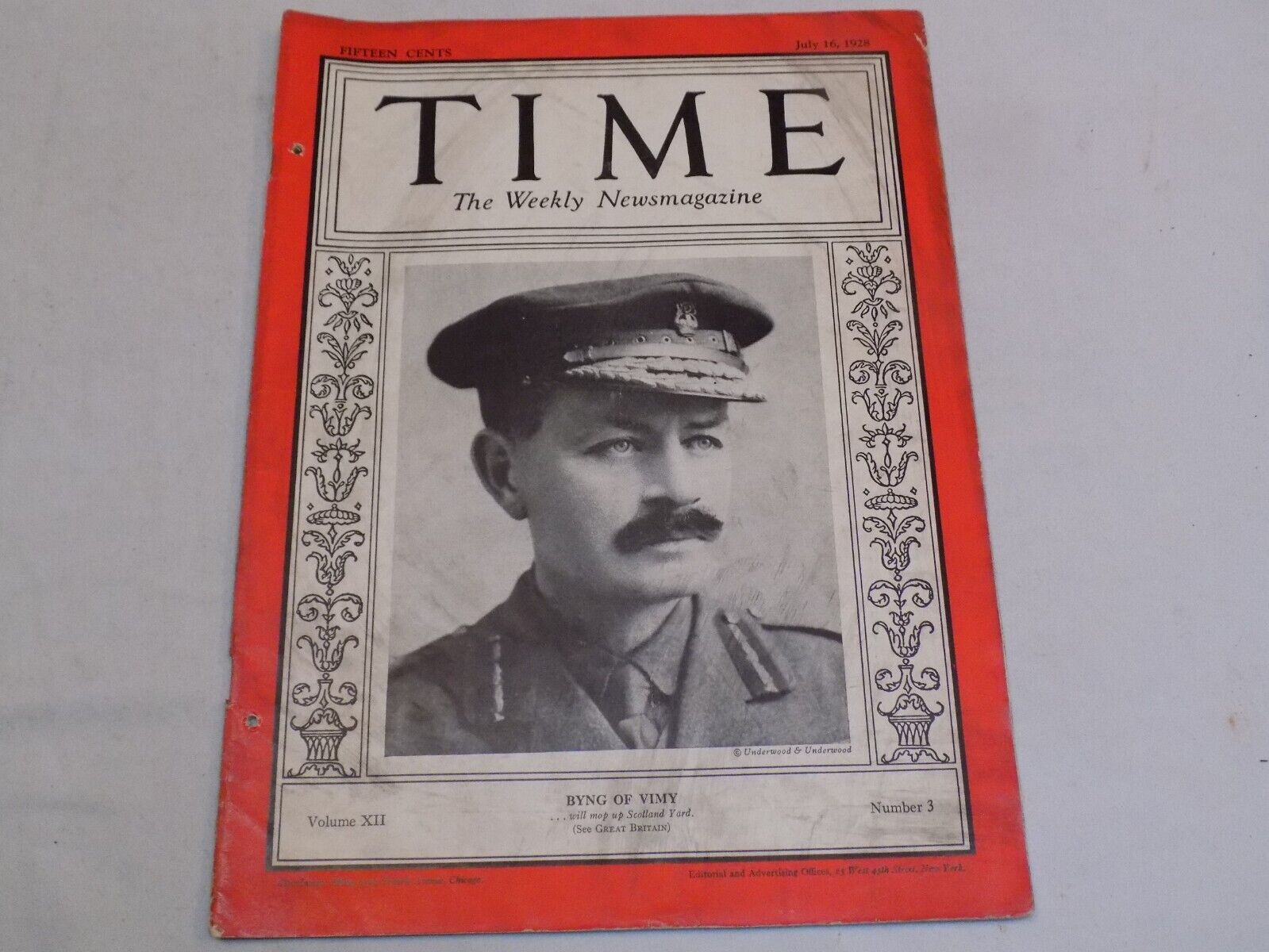 Time Magazine Vintage Former Library Issue July 16 1928 Julian Byng Canada UK