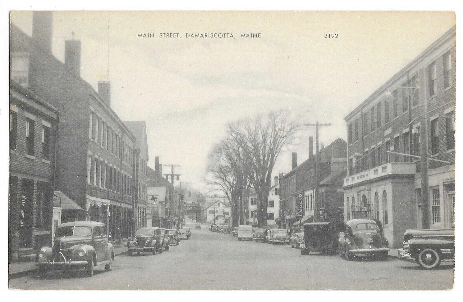 Damariscotta, ME Maine old Postcard, Main Street Scene