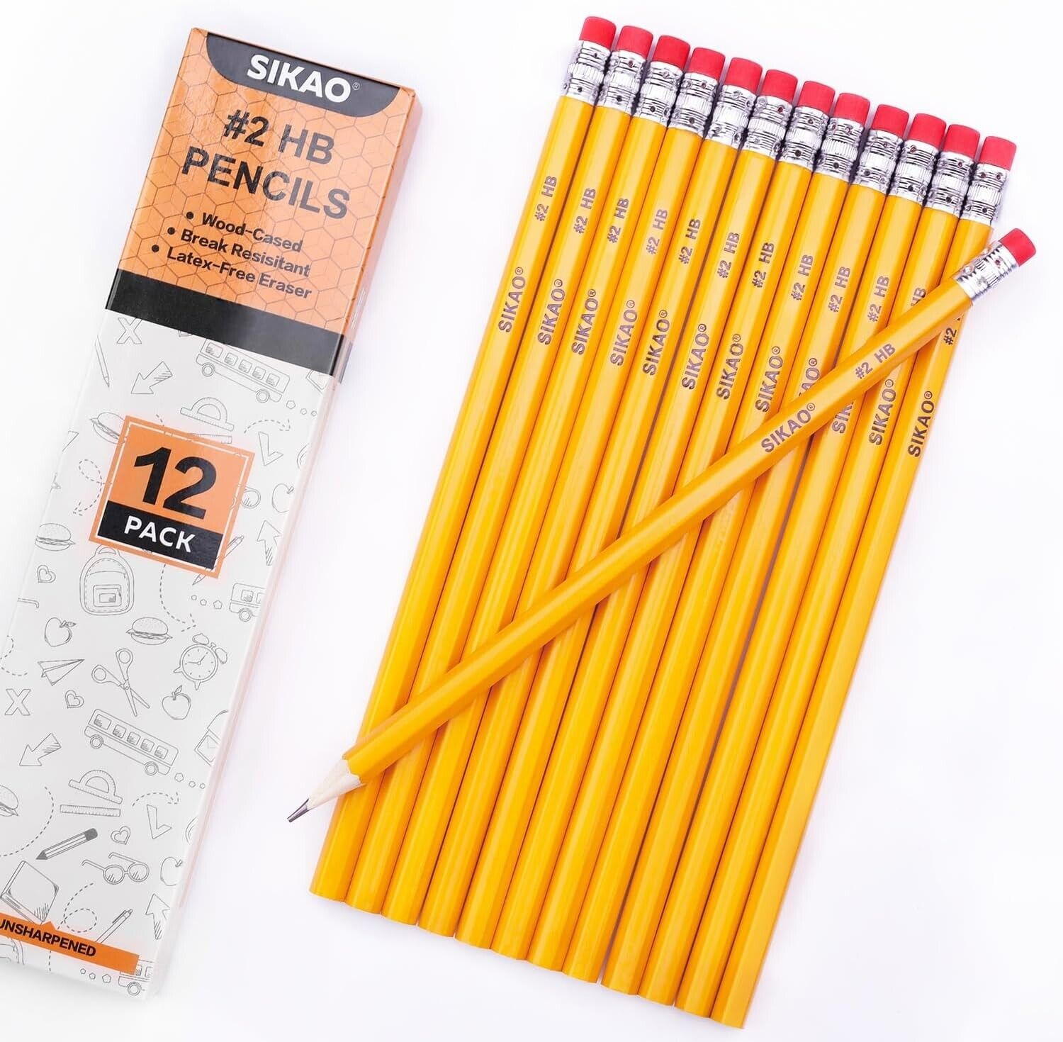 Pencils 12Pack Pencils #2, Number 2 Pencils Bulk, Wood Pencils for Kids Sketchin