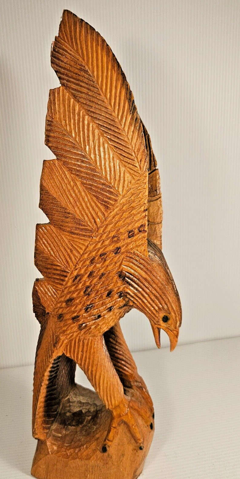 Hand Carved Wood Eagle Figure Statue 20 Inch