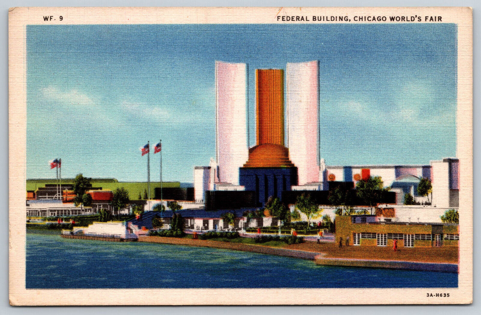 Postcard Federal Building 1933 Chicago Worlds Fair E5