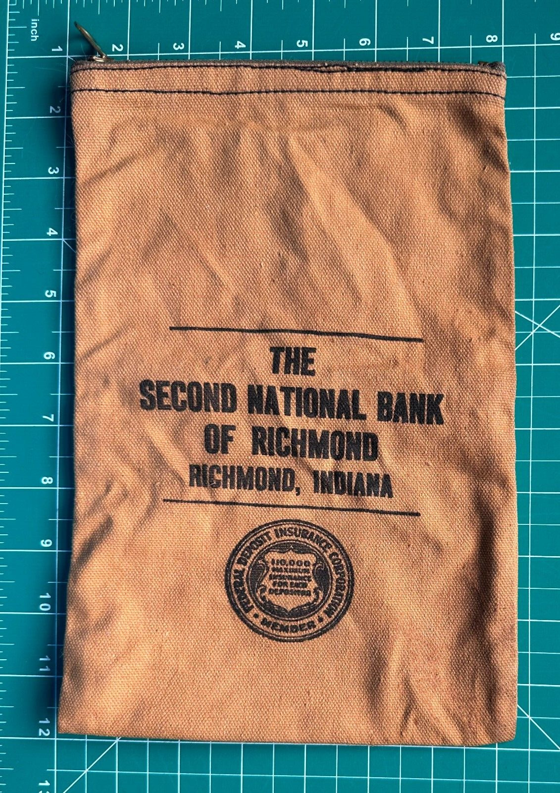 Richmond Indiana Second National Bank Deposit Bag Material USED