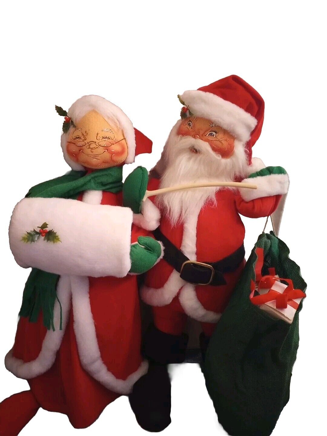 Vintage Annalee Mr And Mrs Claus 1988 With Stands Excellent Condition