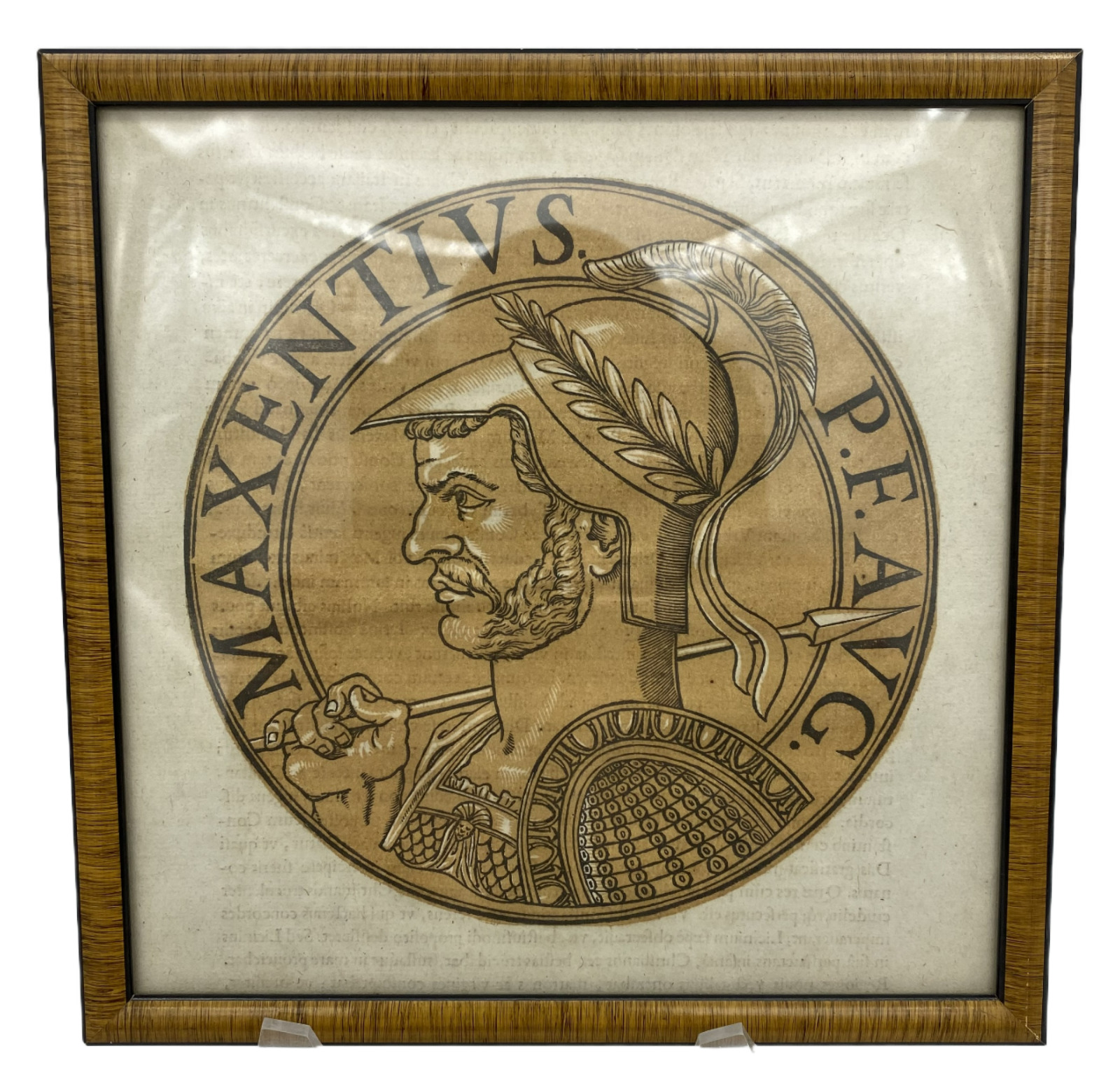 Vintage Portrait of Roman Emperor Maxentius , Goltzius, Framed