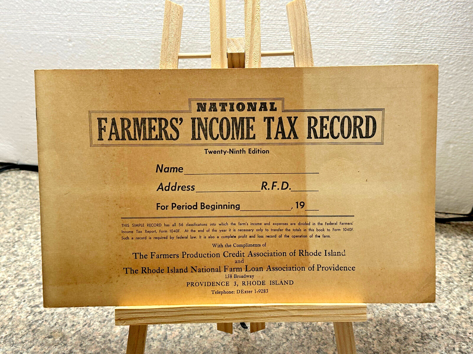 VINTAGE NATIONAL FARMERS INCOME TAX RECORD 29TH EDITION PROVIDENCE RI (1950)