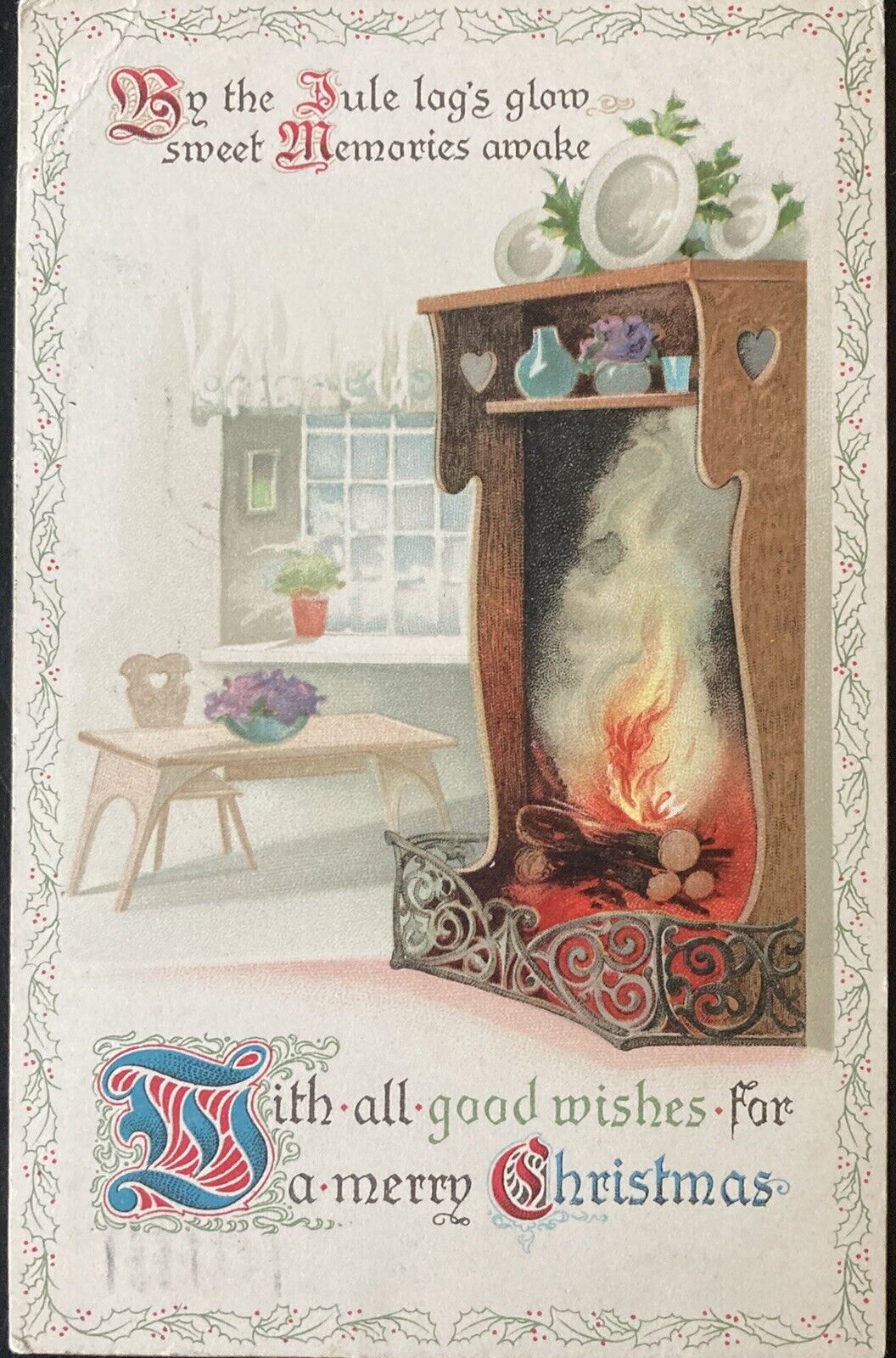 CHRISTMAS POSTCARD C.1913 (M40)~WITH ALL GOOD WISHES FOR A MERRY CHRISTMAS
