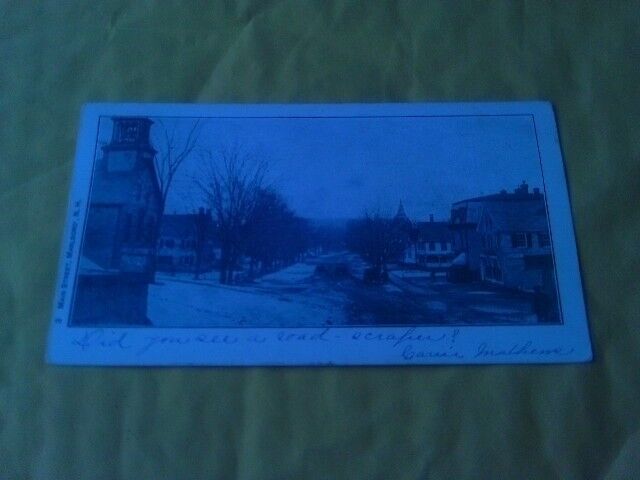 SCARCE 1906 POSTCARD WINTER SCENE MAIN STREET MARLBORO NEW HAMPSHIRE
