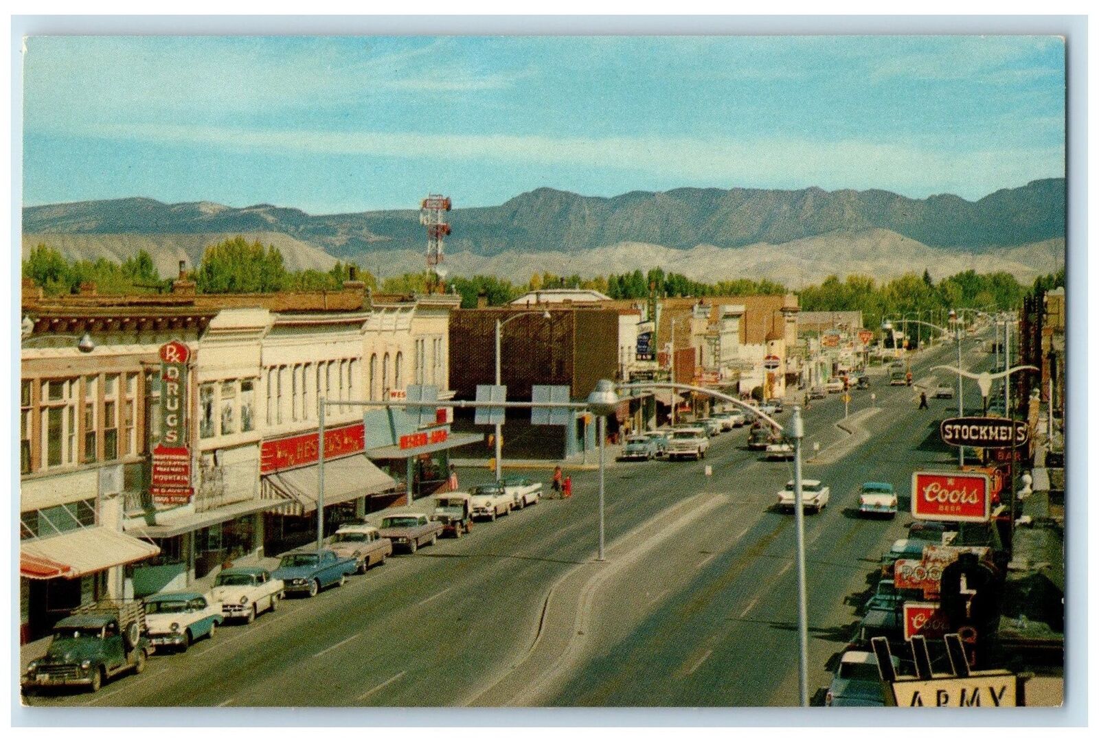 c1950's Hub Of A Western Wonderland Highway Cars Montrose Colorado CO Postcard