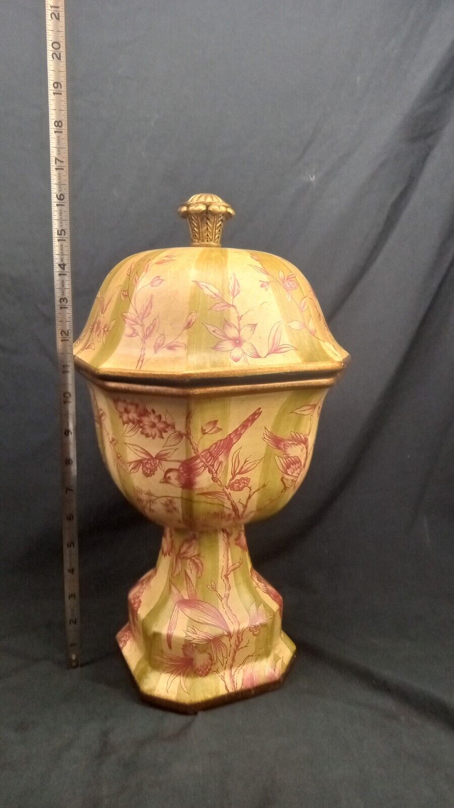 Large Ceramic Painted Urn 16 In