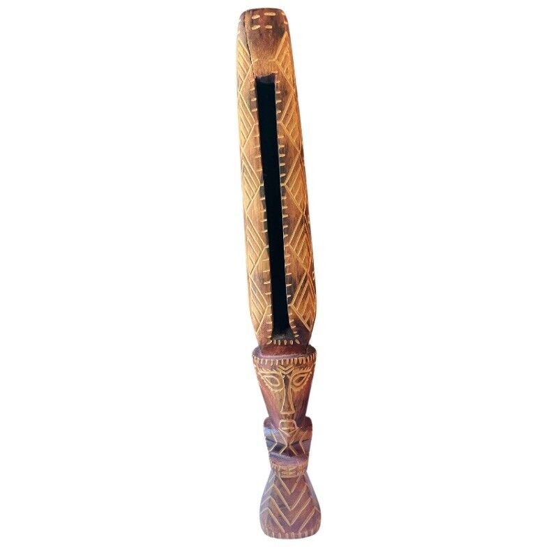 Vintage Bora Bora Tiki Totem Wood Hand Carved Statue Incense Holder