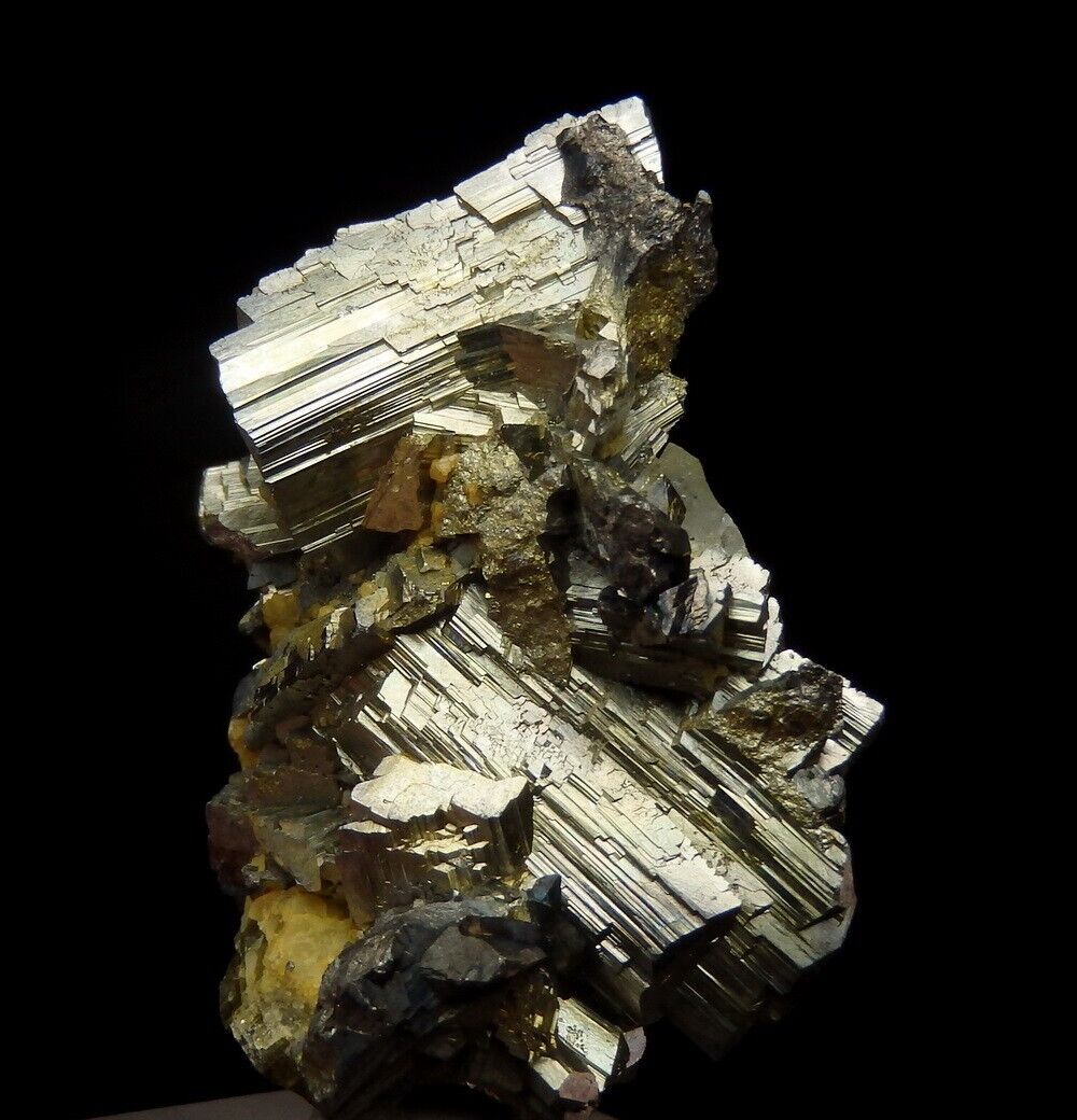 ARSENOPYRITE lustrous crystals & SIDERITE --- PORTUGAL Panasqueira Mine  /pj146