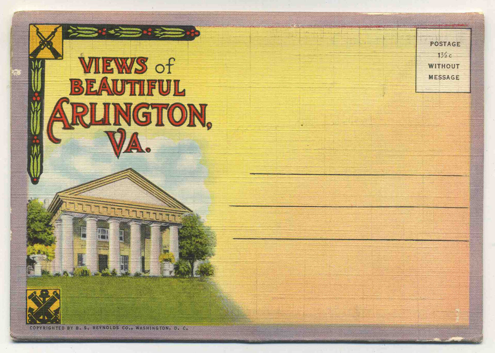 Vintage 1930 Postcard View Book ARLINGTON, VIRGINIA C. Teich D-1021 - NEW