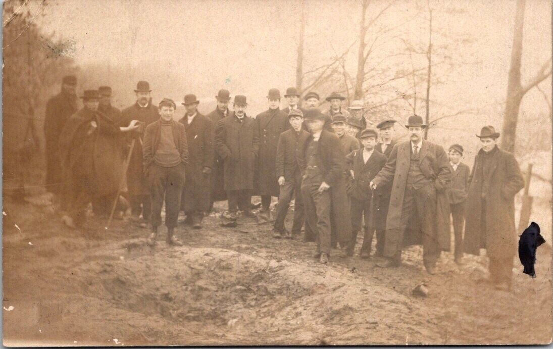 RPPC 1908 Group of Men & Boys Antique Postcard B22