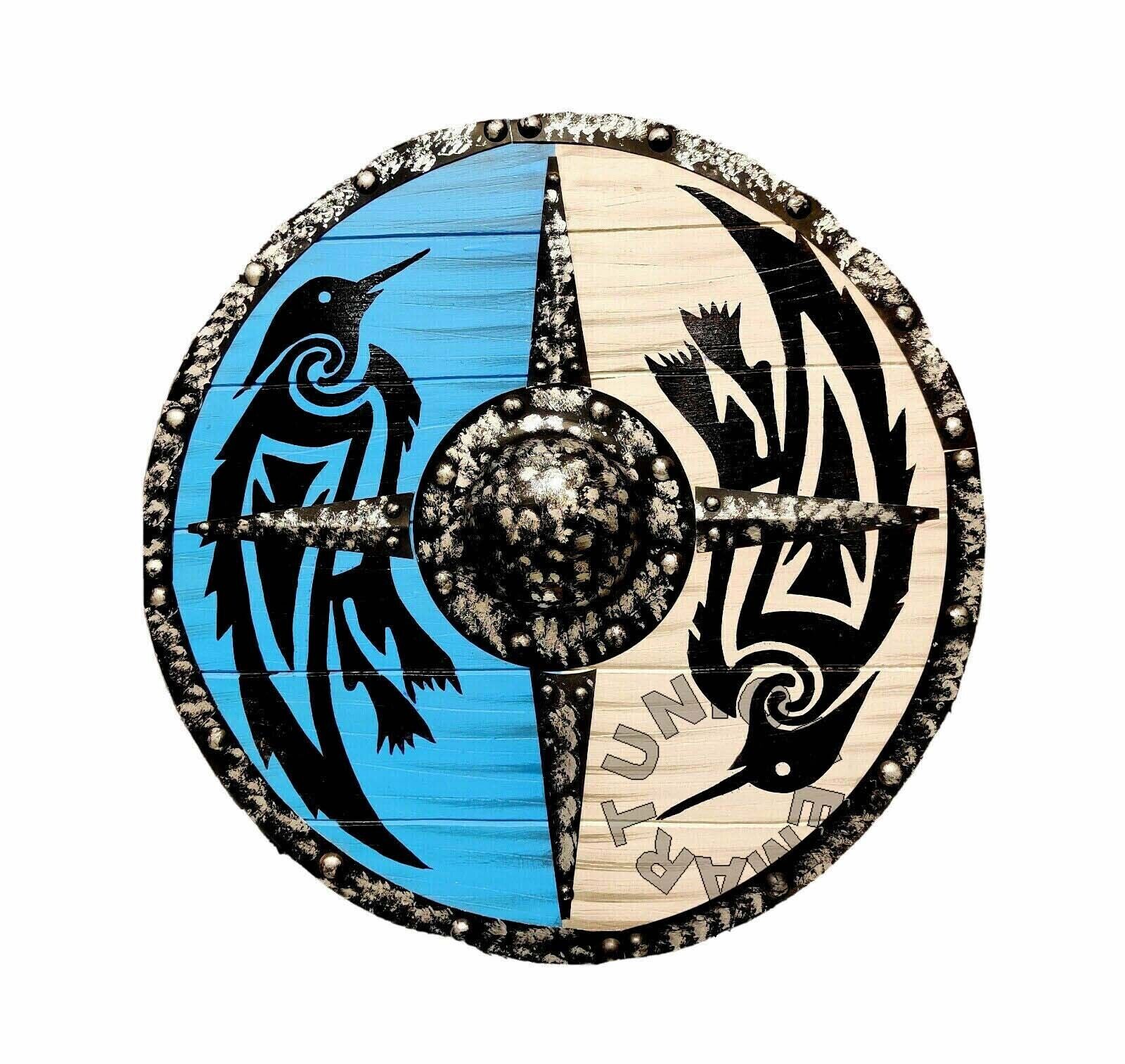  24\'\' Designer Viking Wooden Round Shield Handmade Cosplay Wall Shield Decorativ