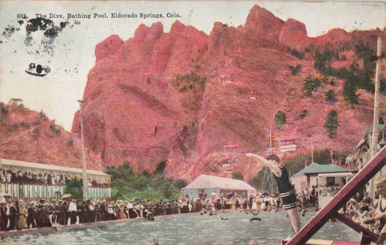The Dive Bathing Pool Eldorado Springs Colorado CO 1909 Postcard
