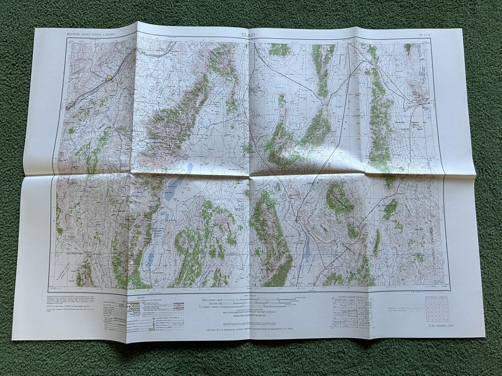 Vintage 1962 US Dept Geological Survey Service Elko Nevada Topographical Map
