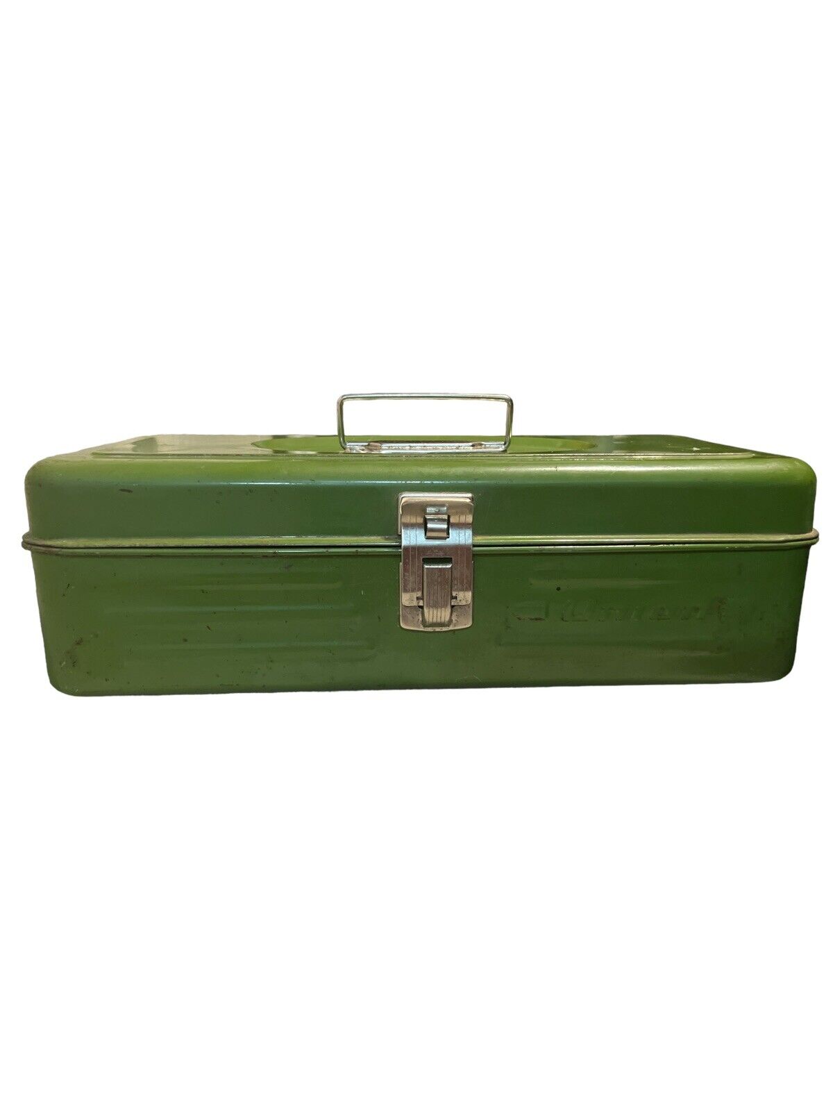 Vintage Union Green Metal Tool Utility Box Model 4011  Storage Box w/tray