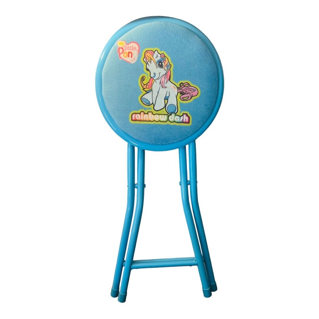 hasbro 2004 my little pony rainbow dash foldable stool RARE ALERT blue soft top