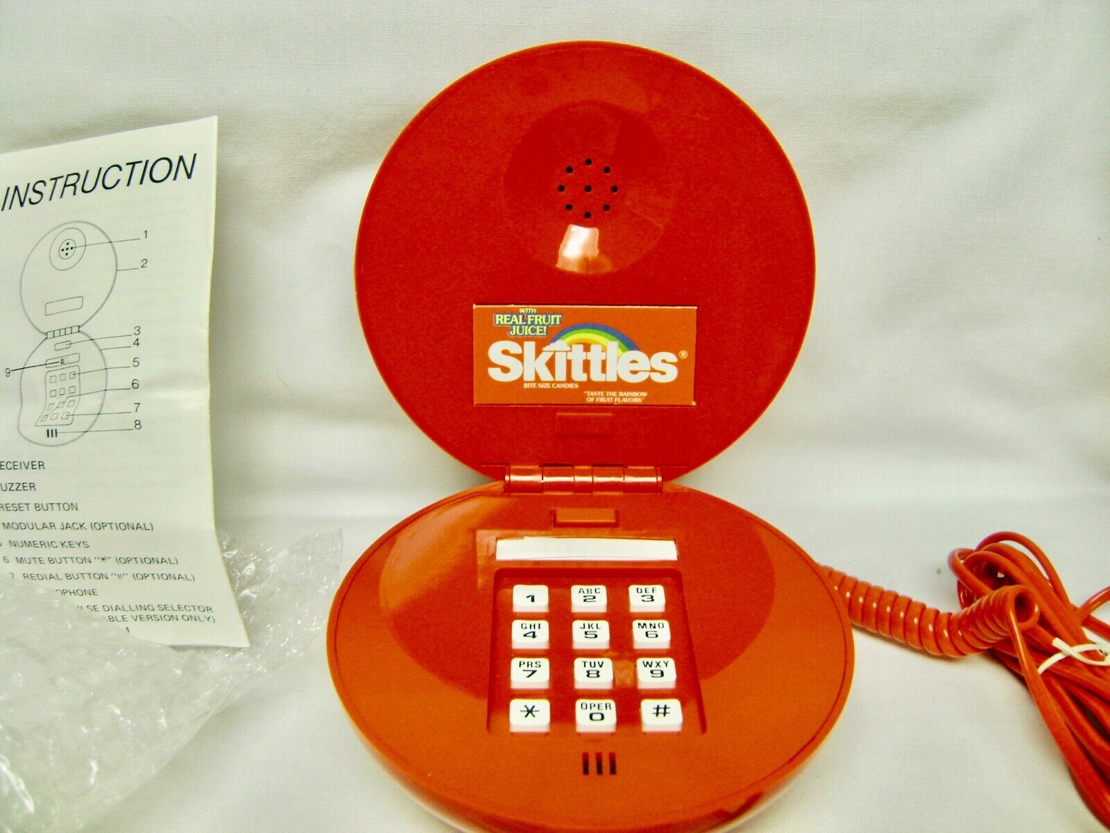 Red Skittles Landline Push Button Phone ~ Vintage 1990s Promo Phone ~ NEW IN BOX