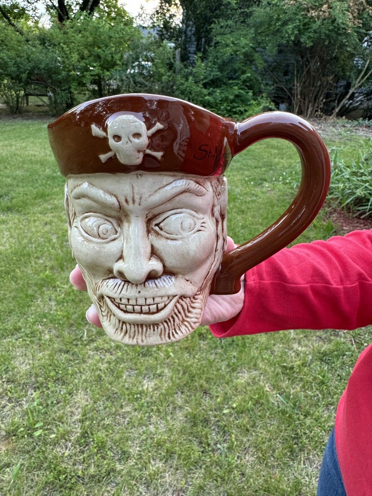 Vintage Agiftcorp. Pirate Stein Mug, Collectible Ceramic St. Martin West Indies 