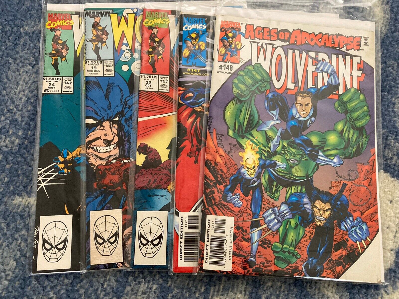 Lot Of Five Marvel Wolverine Comic Books