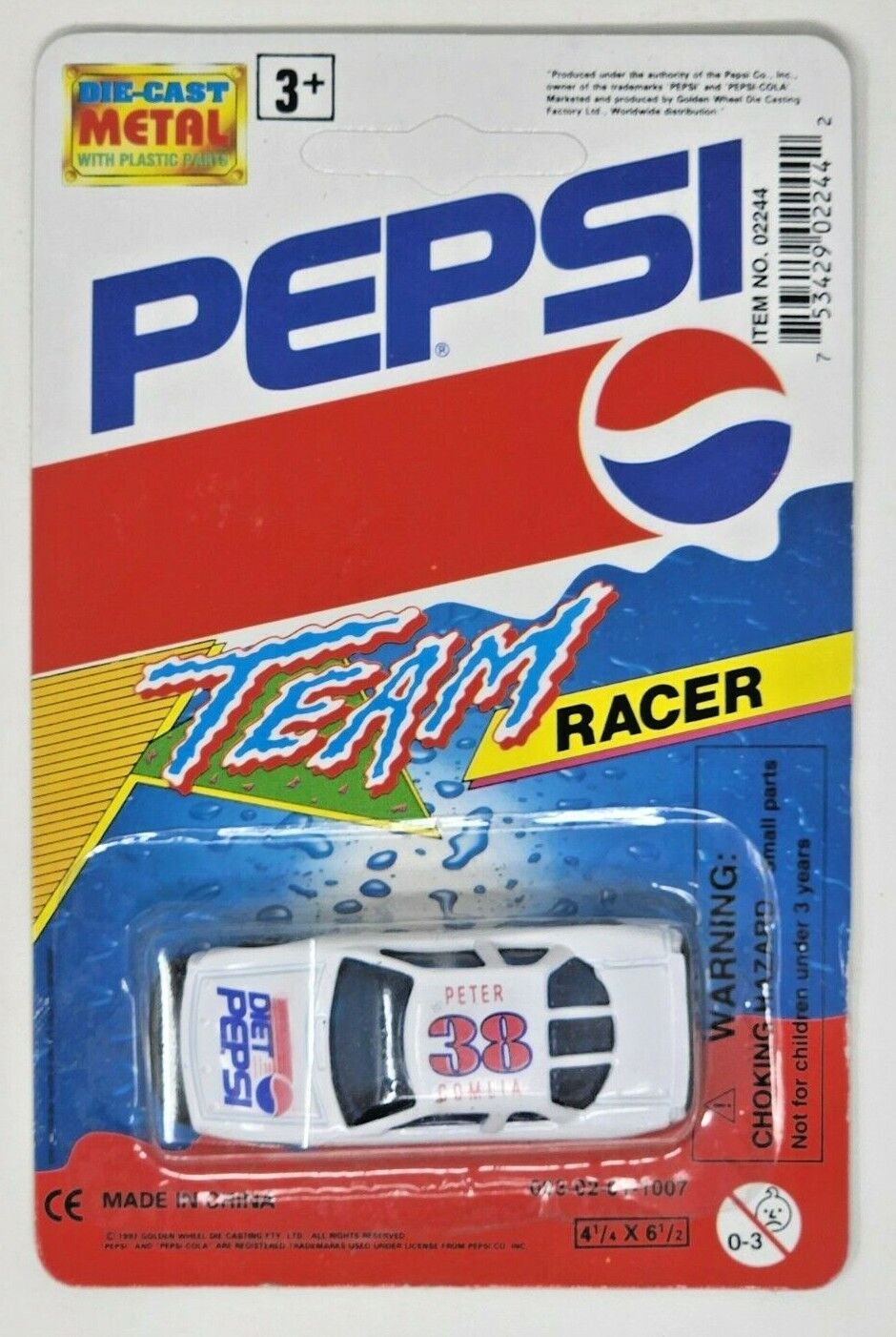 1993 Golden Wheel Pepsi Team Racer Die-Cast Diet Pepsi Peter Comlia #38 HW17