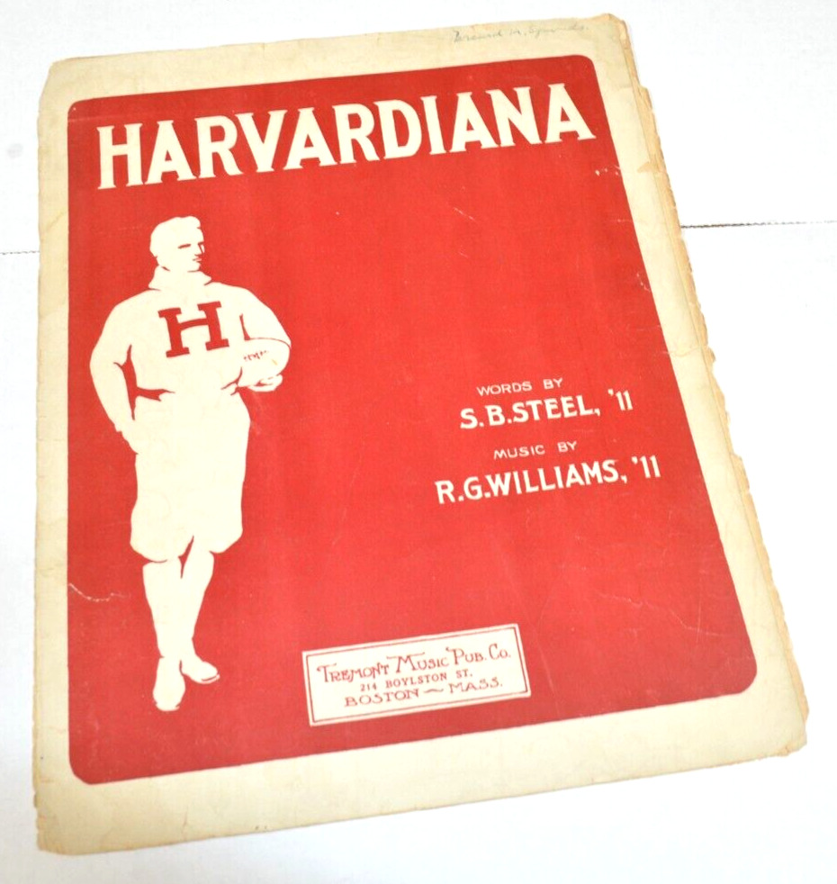 1909 Harvard University Original HARVARDIANA Sheet Music Vintage