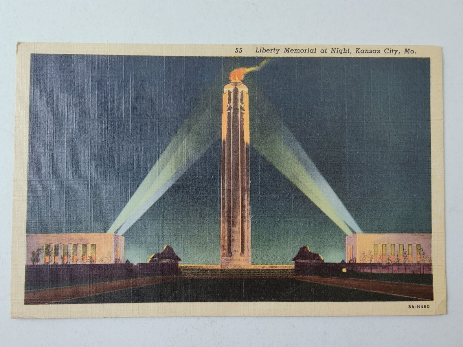 Liberty Memorial at Night, Kansas City MO Linen Postcard (PM 1951) Ks1