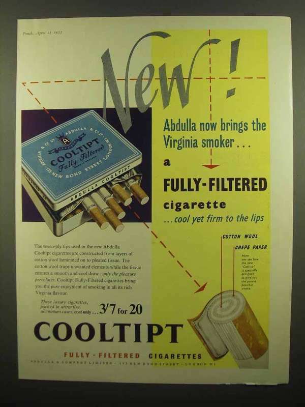 1954 Abdulla Cooltipt Cigarettes Ad - Virginia Smoker