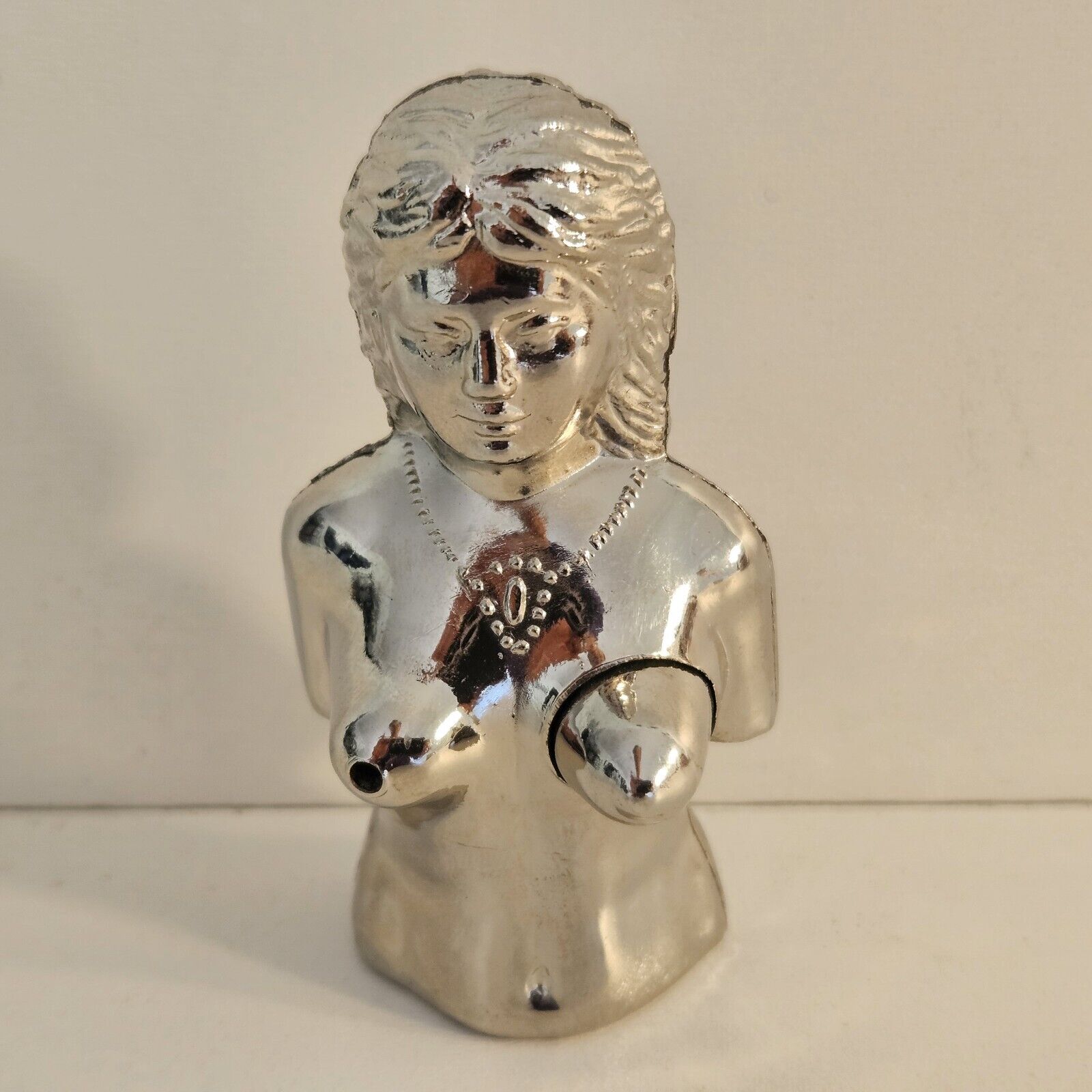 Collectable Vintage Silver Color Female Torso Metal Refillable Lighter Figurine