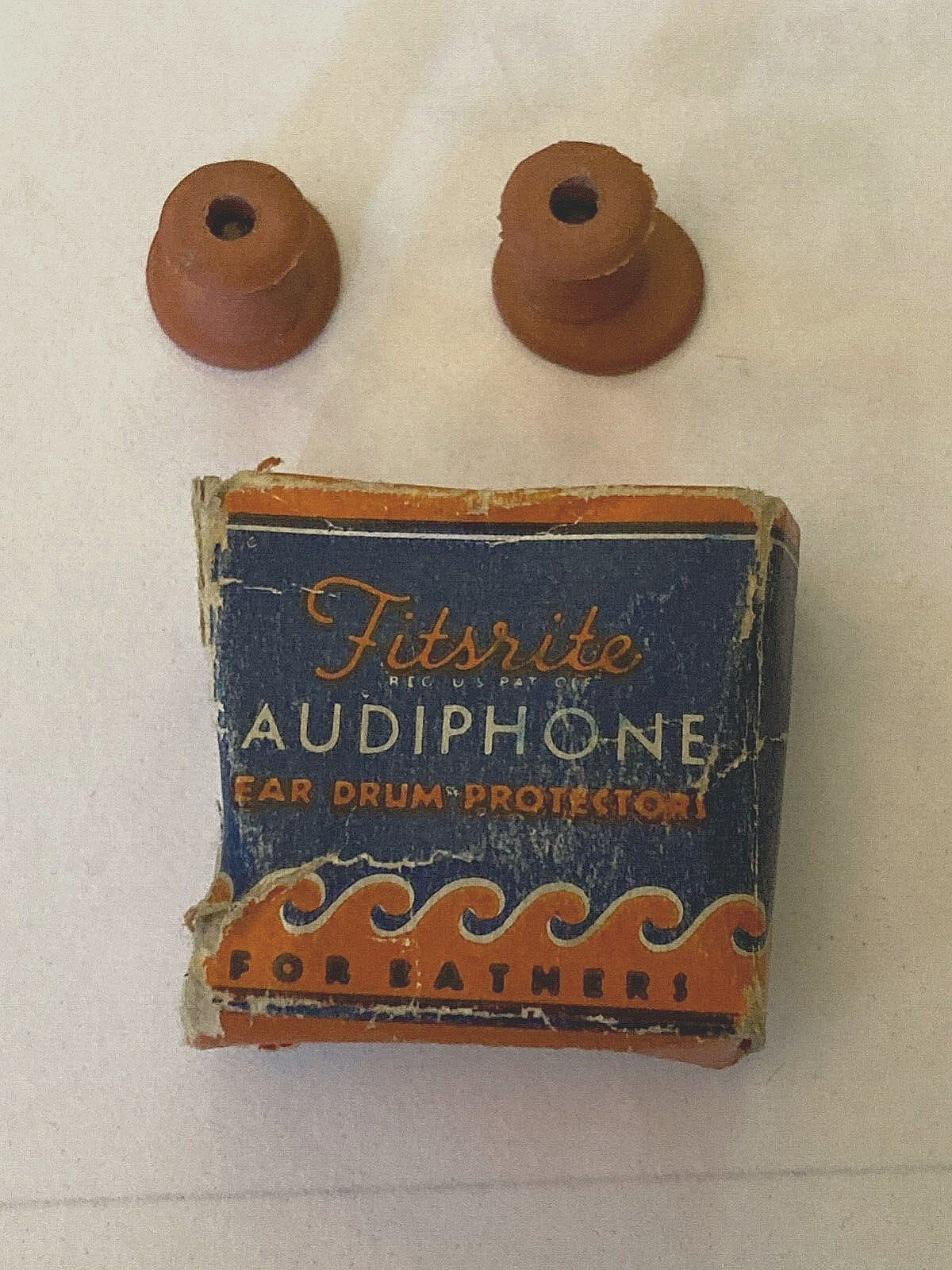VINTAGE 1930'S FITSRITE AUDIPHONE BEACH & POOL EAR DRUM PROTECTORS