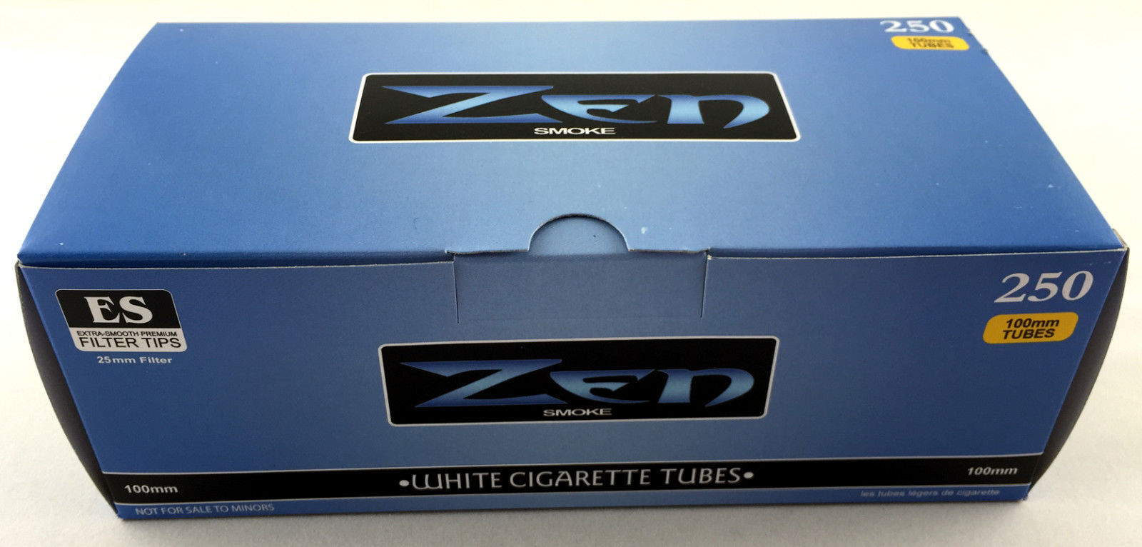 1 Box Zen Smoke White Light 100 mm 100's Cigarette Filter 250 Tubes - 3131-1