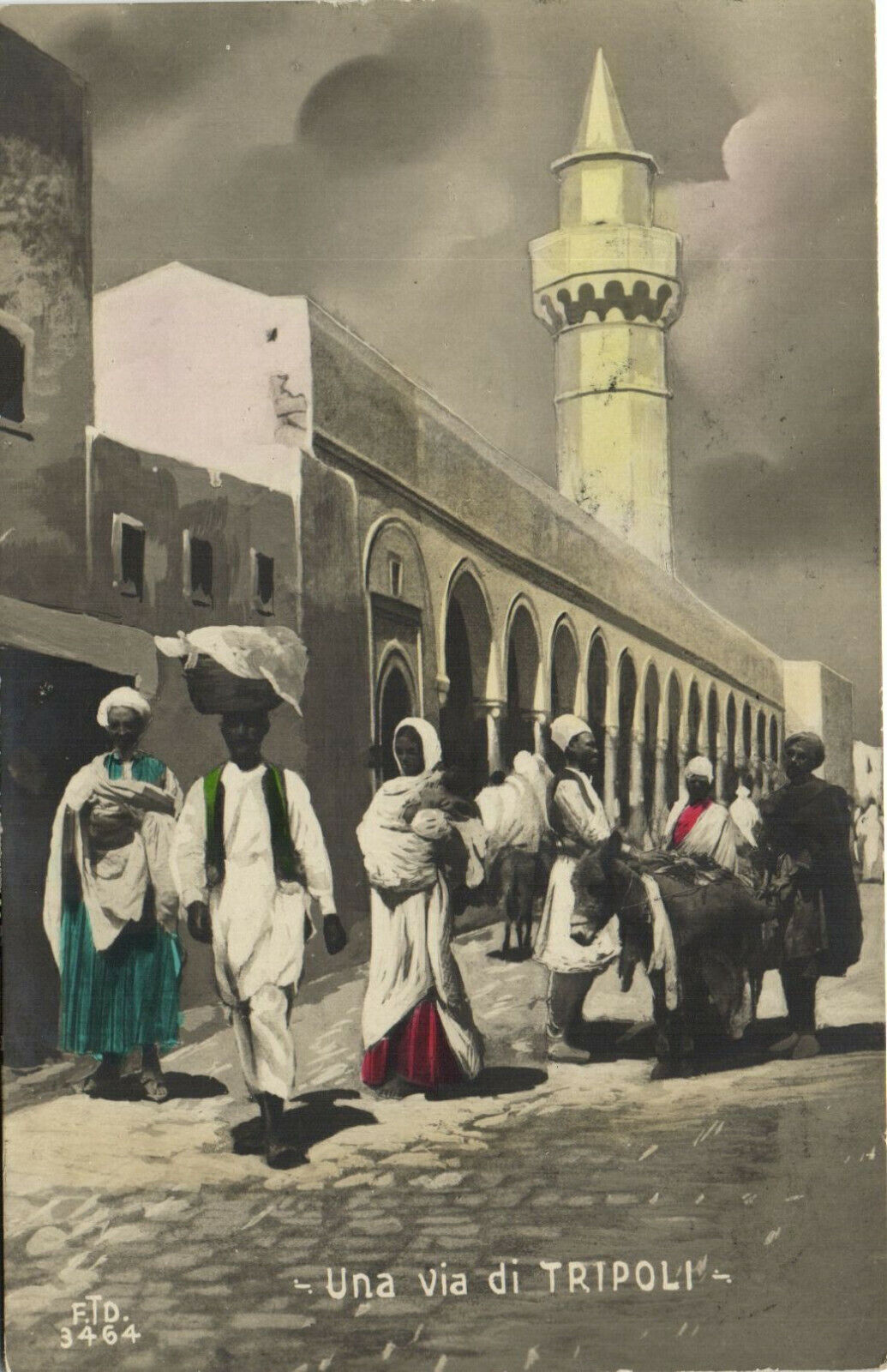 PC LIBYA, A WAY OF TRIPOLI, Vintage TINTED REAL PHOTO Postcard (b334468)