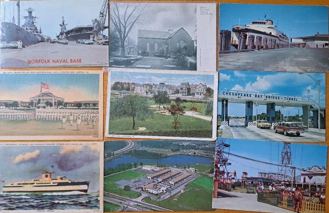 Lot of 9  NORFOLK, VIRGINIA     Vintage  Va.  Postcards