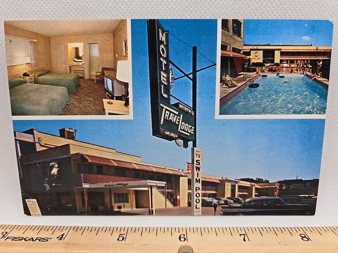 Vintage Postcard Memphis Tennessee Downtown Travel Lodge Motel Old Cars