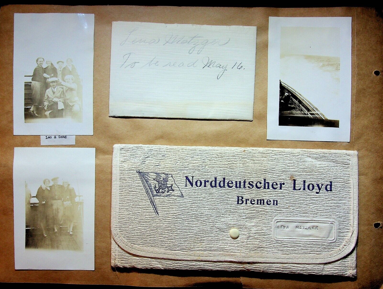 1930 Norddeutscher Lloyd Bremen Souvenirs Photos Canvas Document Holder Dog Hat