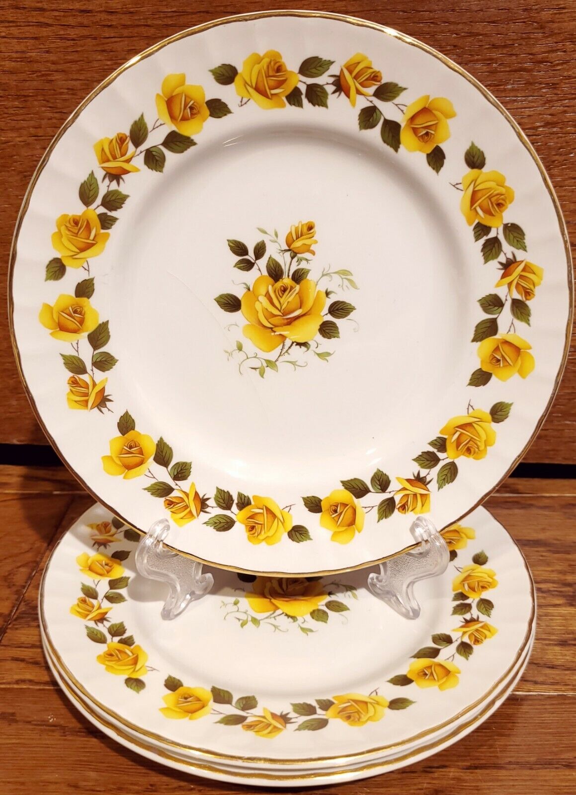 Vintage Golden Rose Ridgway Bread & Butter Plates Made in England Set/4